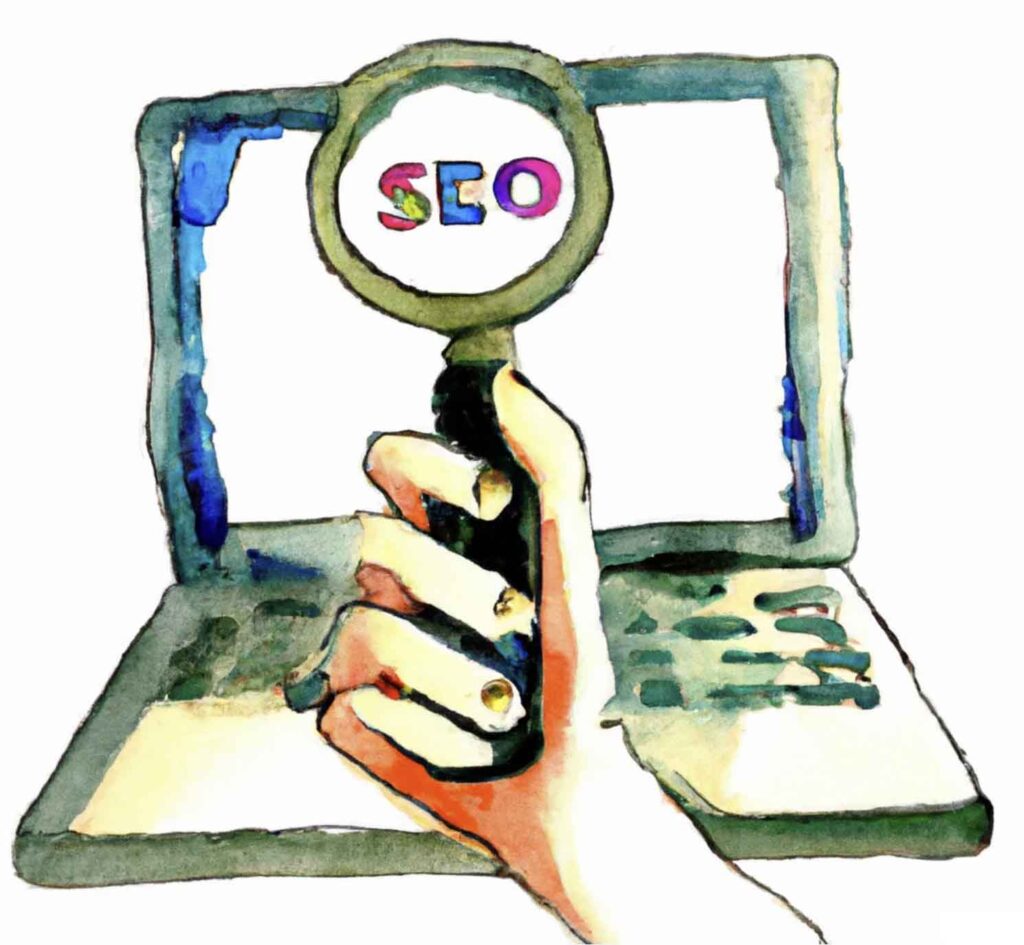 Visualizing the power of SEO: A computer screen displays 'SEO' – a gateway to business transformation